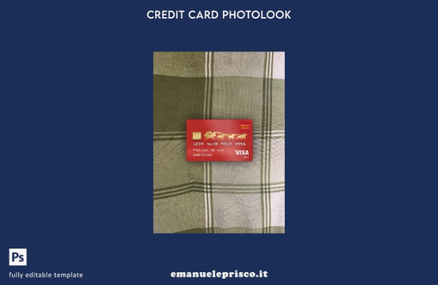 modello frontale photolook con carta di debito visto bancario USA Wells Fargo in