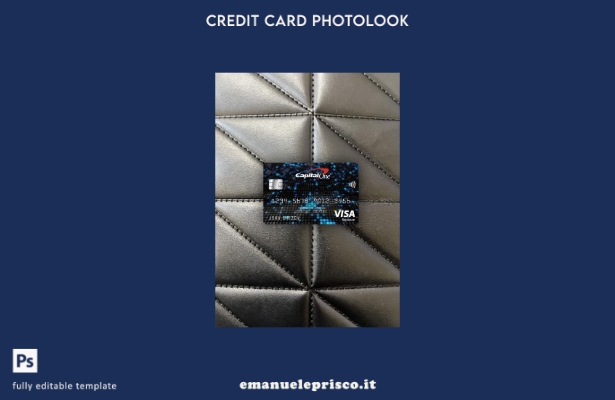 modello frontale photolook con carta di visto bancario USA Capital One in stile