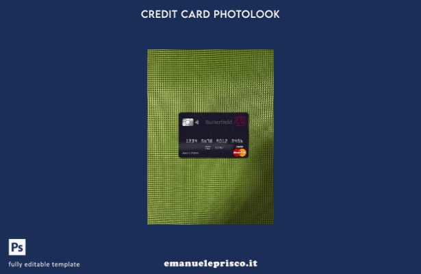 modello frontale photolook con carta master della banca Barbados Butterfield in