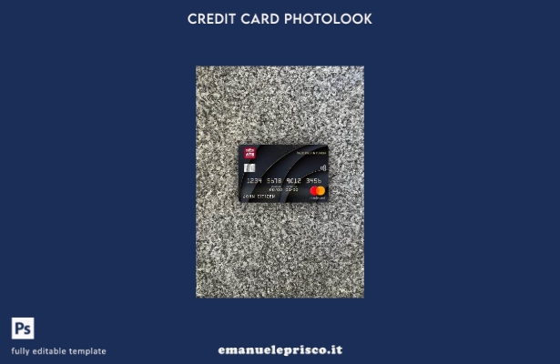 modello frontale photolook con carta mastercard bancaria Tunisia ATB in stile ve