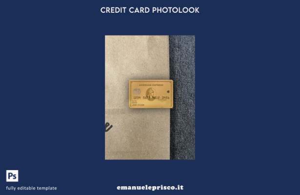 modello frontale photolook con carta oro AMEX della banca USA Texas Point Credit