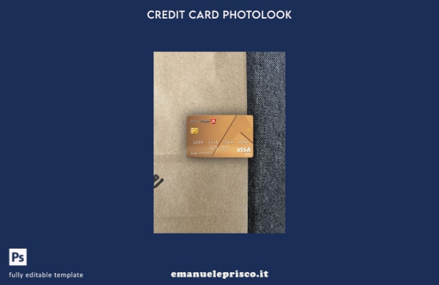 modello frontale photolook con carta oro visto bancario Panama Banco Aliado stil