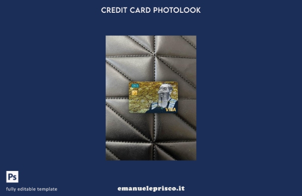 modello frontale photolook con carta oro visto bancario norvegese DNB stile veri