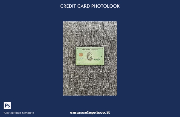 modello frontale photolook con carta verde AMEX della banca USA Massachusetts Ra