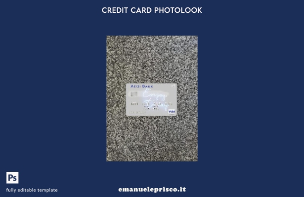 modello frontale photolook con carta visto Afghanistan Azizi Bank in stile verif