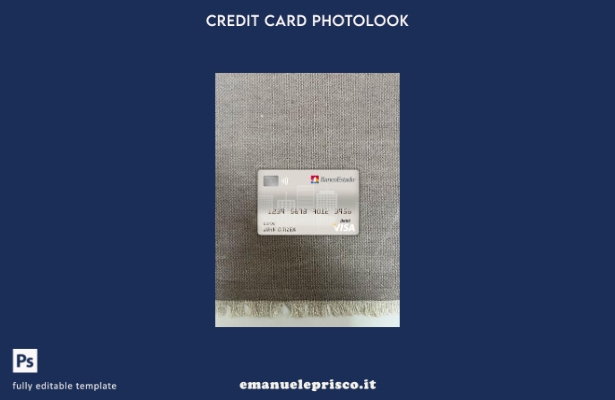 modello frontale photolook della carta di debito del visto bancario del banco de