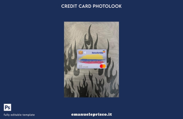 modello frontale photolook della carta di debito principale della banca bancolom