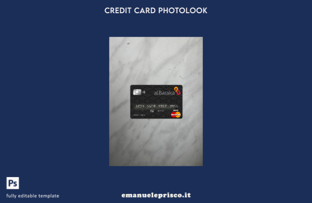 modello frontale photolook della carta master della banca Bahrain Al Baraka in s