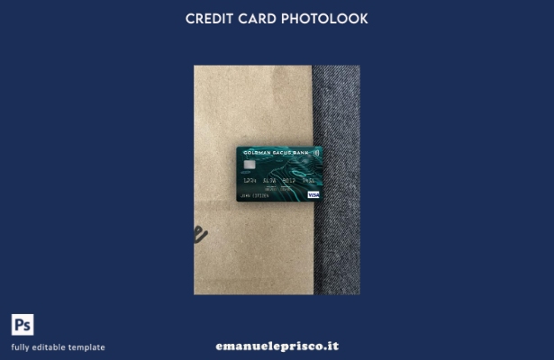 modello frontale photolook per carta Visa USA Goldman Sachs Bank in stile verifi