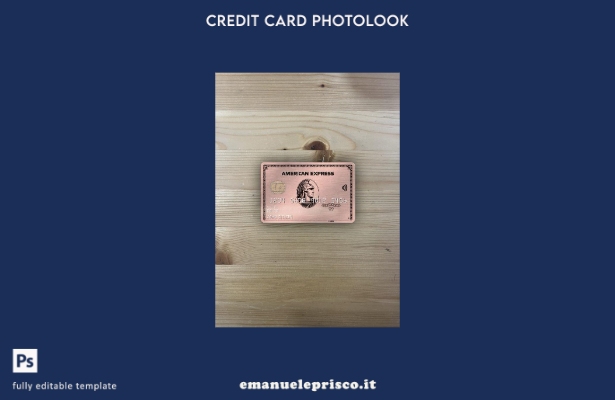 modello frontale photolook per carta in metallo oro rosa AMEX della banca USA Un