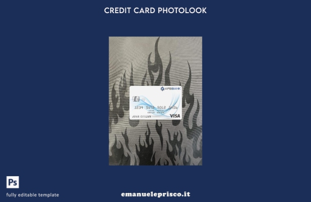 modello frontale photolook per carta visto bancario AFB stile verificato