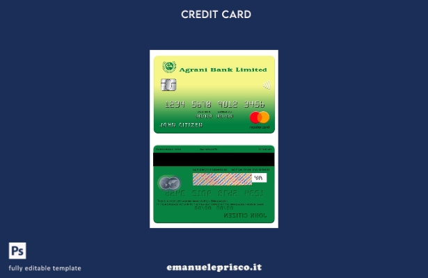modello Mastercard della banca Bangladesh Agrani in stile verificato