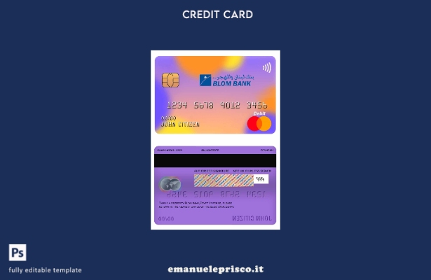 modello di addebito mastercard Egypt Blom Bank in stile verificato