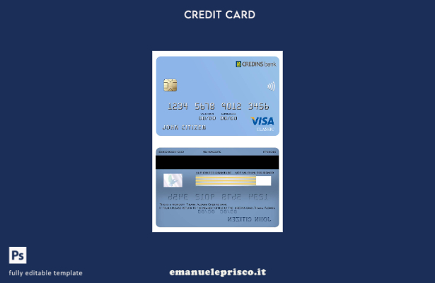 modello di addebito per visto bancario Albania Credins in stile verificato