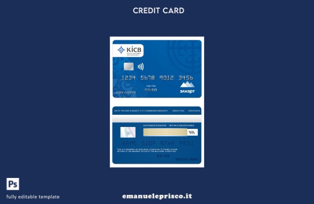 modello di carta Elcard della Banca KICB del Kirghizistan in stile verificato