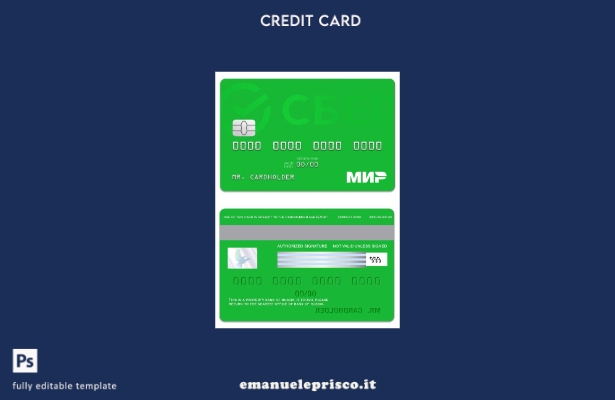 modello di carta Sberbank Mir Russia in stile verificato