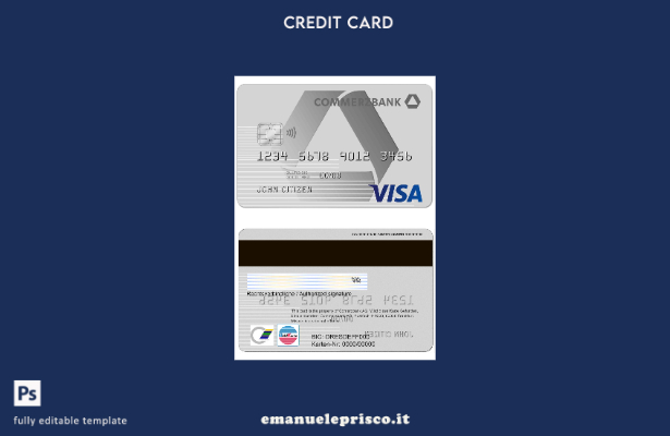 modello di carta Visa Germania Commerzbank stile verificato