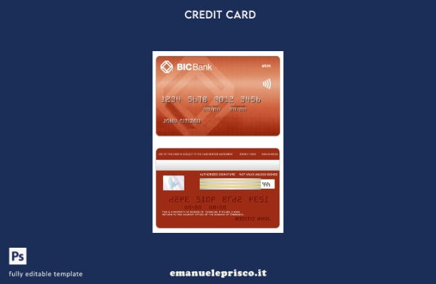 modello di carta bancomat BICBank Cambogia stile verificato