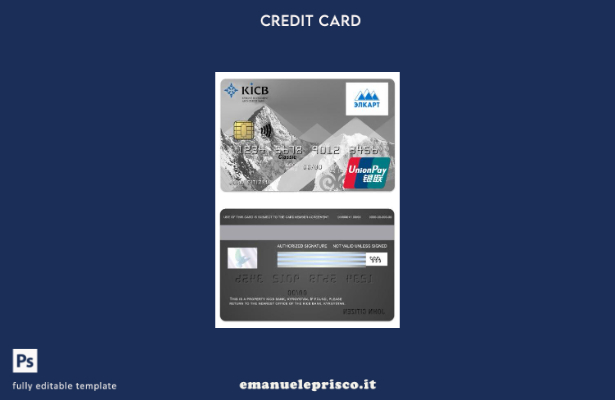 modello di carta classica Kirghizistan KICB Bank UnionPay stile verificato