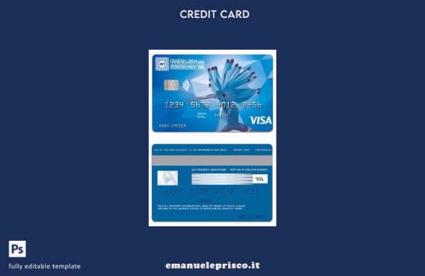 modello di carta classica di credito visto Yemen International Bank of Yemen in