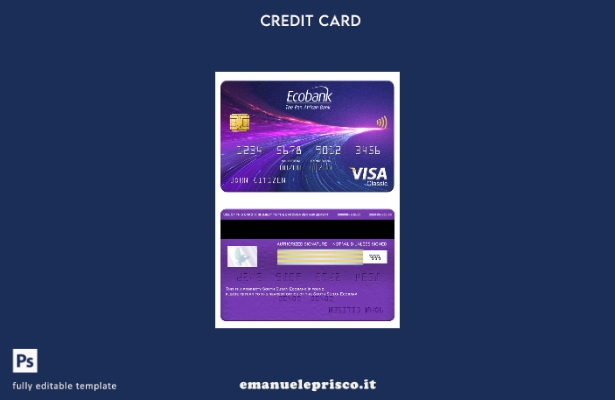 modello di carta classica per visto Ecobank Sud Sudan in stile verificato