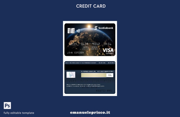 modello di carta classica per visto Hong Kong Scotiabank in stile verificato