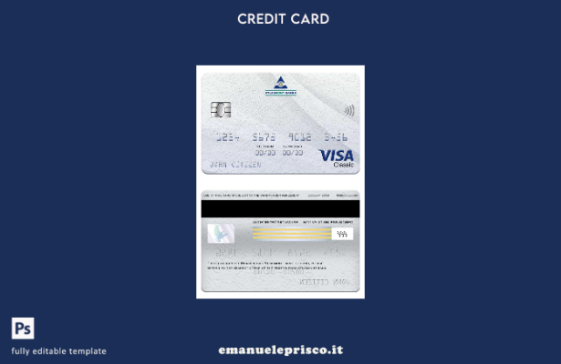 modello di carta classica per visto Montenegro Atlasmont Bank in stile verificat