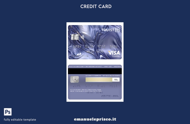 modello di carta classica per visto USA Truist Bank in stile verificato