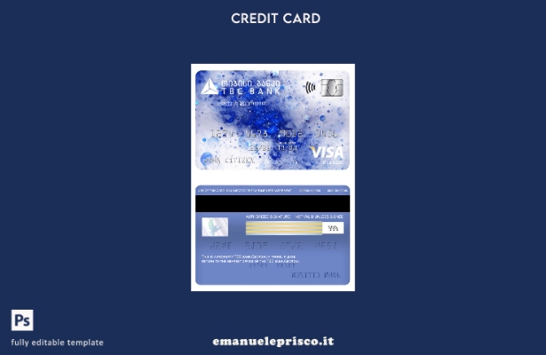 modello di carta classica per visto bancario Georgia TBC in stile verificato