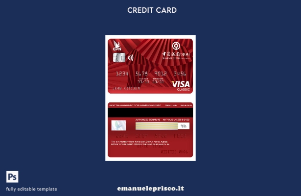 modello di carta classica per visto della Banca di Hong Kong in stile verificato