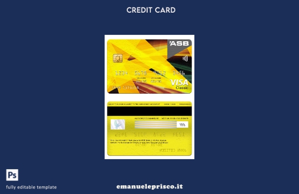 modello di carta classica per visto neozelandese ASB Bank in stile verificato