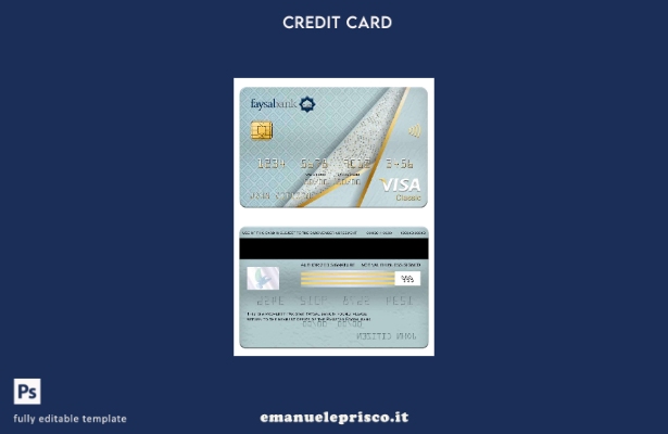 modello di carta classico per visto bancario Pakistan Faysal in stile verificato