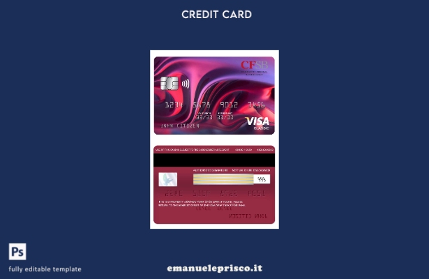 modello di carta classico per visto bancario USA New York CFSB in stile verifica