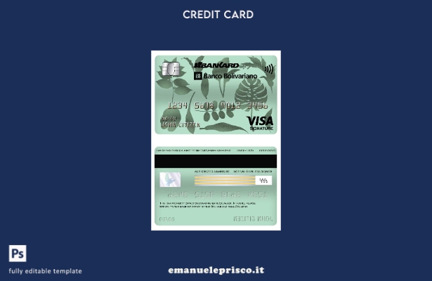 modello di carta con firma del visto bancario Ecuador Banco Bolivariano in stile