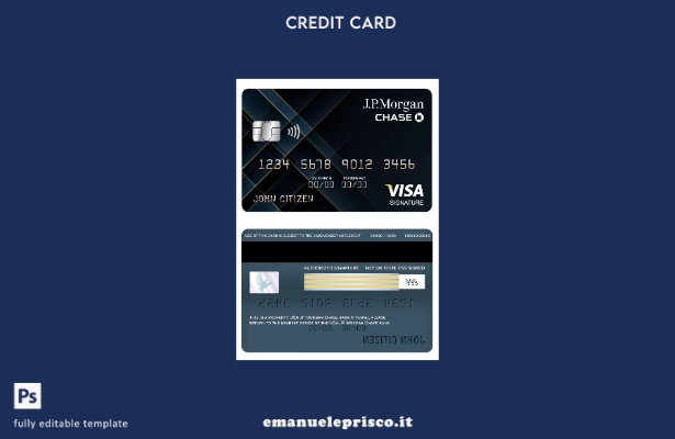 modello di carta con firma del visto bancario USA JP Morgan Chase in stile verif