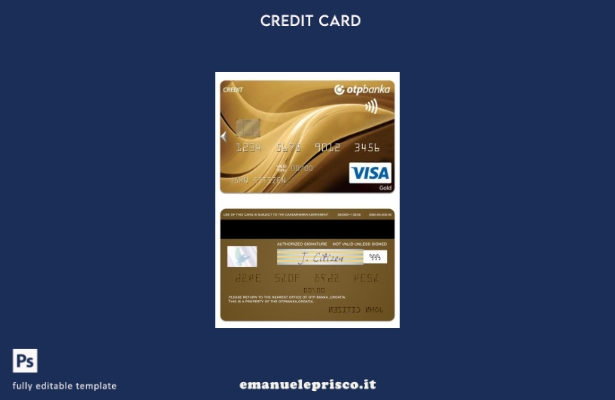 modello di carta di addebito oro visto Croazia OTP Banka stile verificato