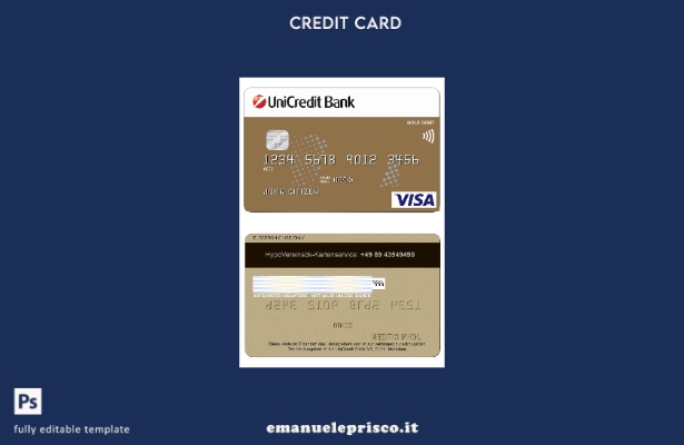 modello di carta di credito VISA Germania UniCredit Bank stile verificato