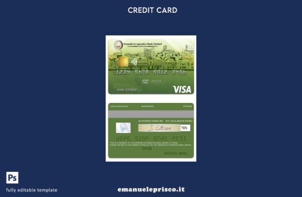modello di carta di credito classica per visto limitato Grenada Co operative Ban