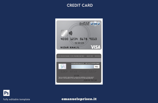 modello di carta di credito classico per visto Arab Bank degli Emirati Arabi Uni