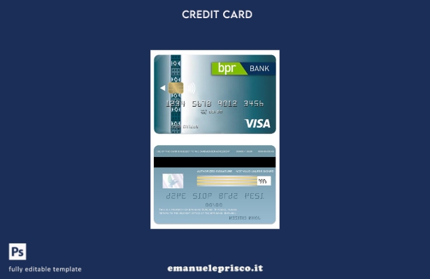 modello di carta di credito classico per visto bancario Burundi BPR in stile ver