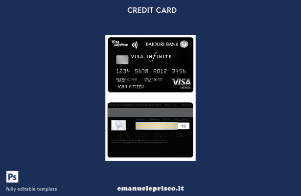 modello di carta di credito infinita Visa Brunei Baiduri Bank stile verificato