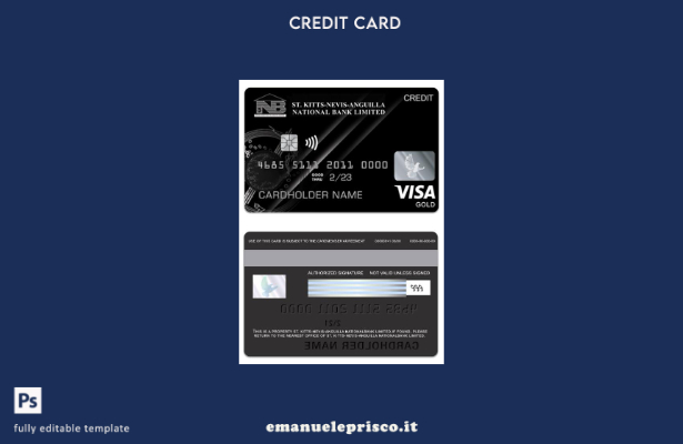modello di carta di credito oro visto Saint Kitts e Nevis National Bank Limited