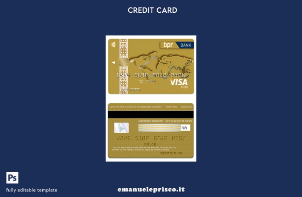 modello di carta di credito oro visto bancario Burundi BPR stile verificato