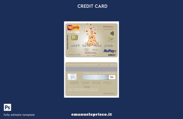 modello di carta di credito platino India PNB Bank Patanjali RuPay verificato in