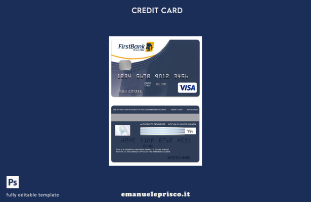 modello di carta di credito visto Gambia FirstBank in stile verificato