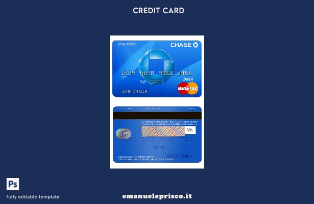 modello di carta di debito MasterCard USA Chase Bank in stile verificato