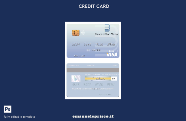 modello di carta di debito Visa San Marino Banca di San Marino in stile verifica