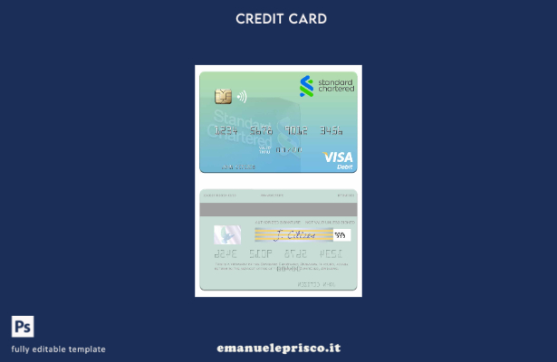 modello di carta di debito Visa Standard Chartered Zimbabwe in stile verificato