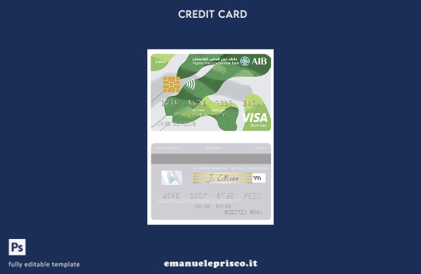 modello di carta di debito aziendale per visto bancario internazionale in stile