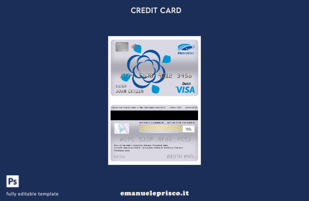 modello di carta di debito con visto bancario Progreso per la Repubblica Dominic